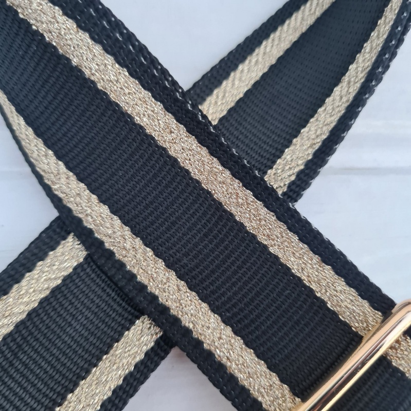Black and on sale gold bag strap